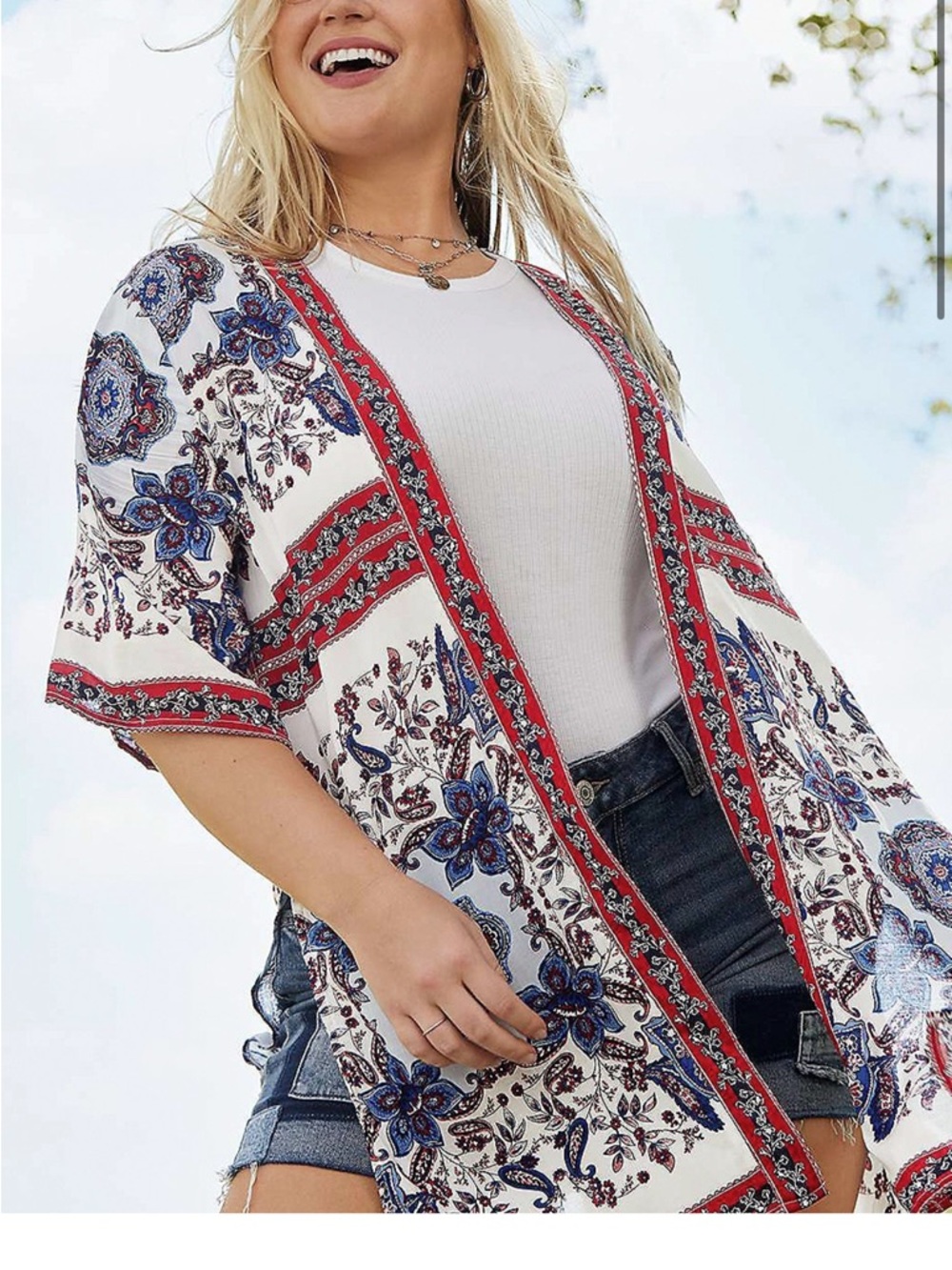 Maurices Women’s Americana Kimono Cardigan Paisley Floral  Print Wrap NWT Sz M